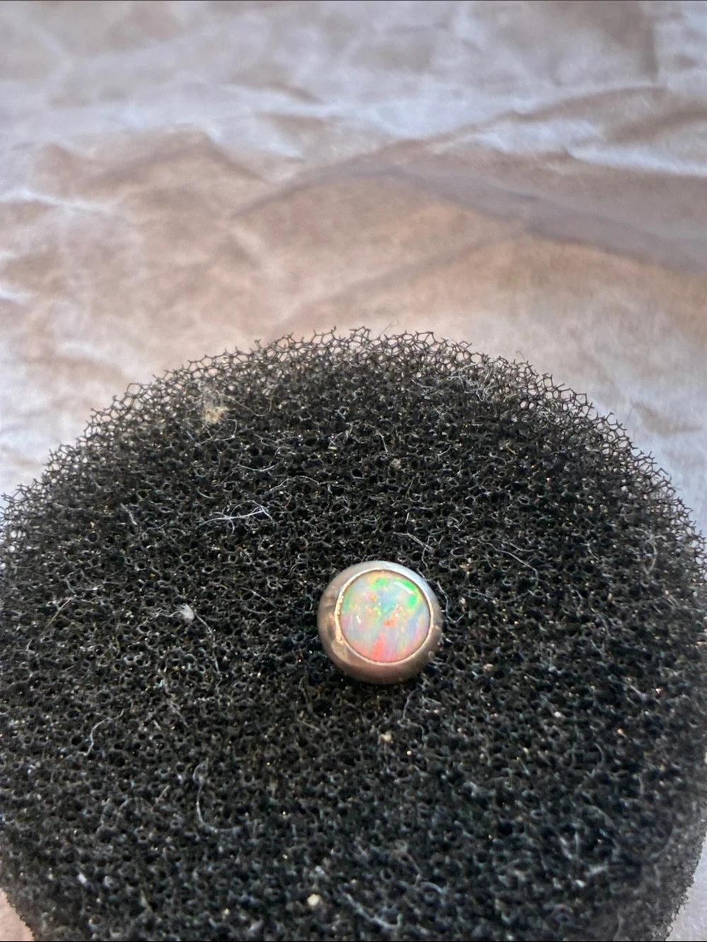 Single 10K Opal Cabochon Earring Lots of Flash!